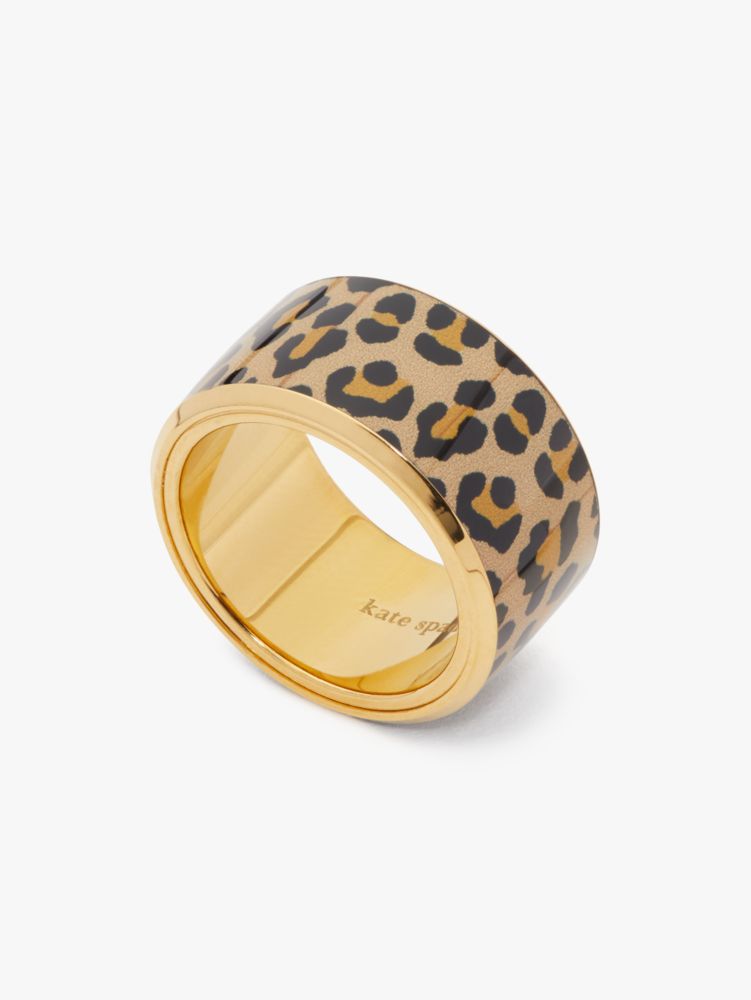 Kate Spade,Heritage Spade Flower Cigar Ring,Leopard