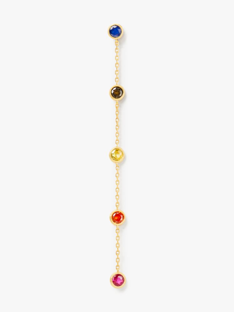 Kate Spade,On The Dot Linear Earrings,Dangle Earring,Chain Link,Gem Embellishment,Titanium,Day Party,Multi Color