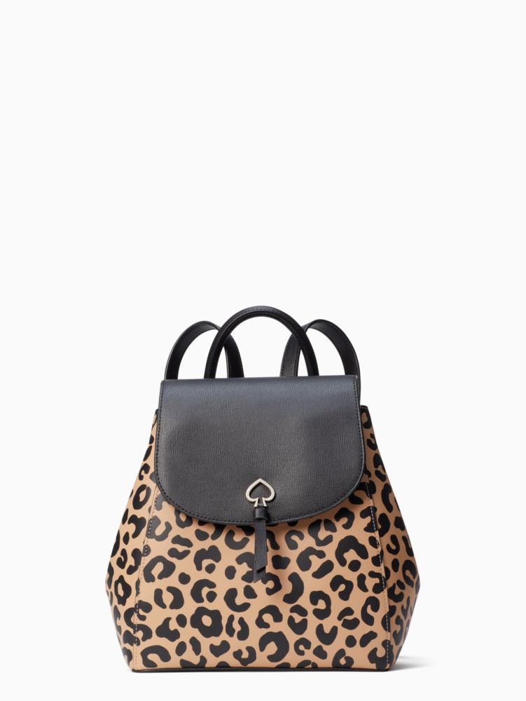 Kate Spade Adel Leopard Leather Flap Backpack K8464 Cheetah 