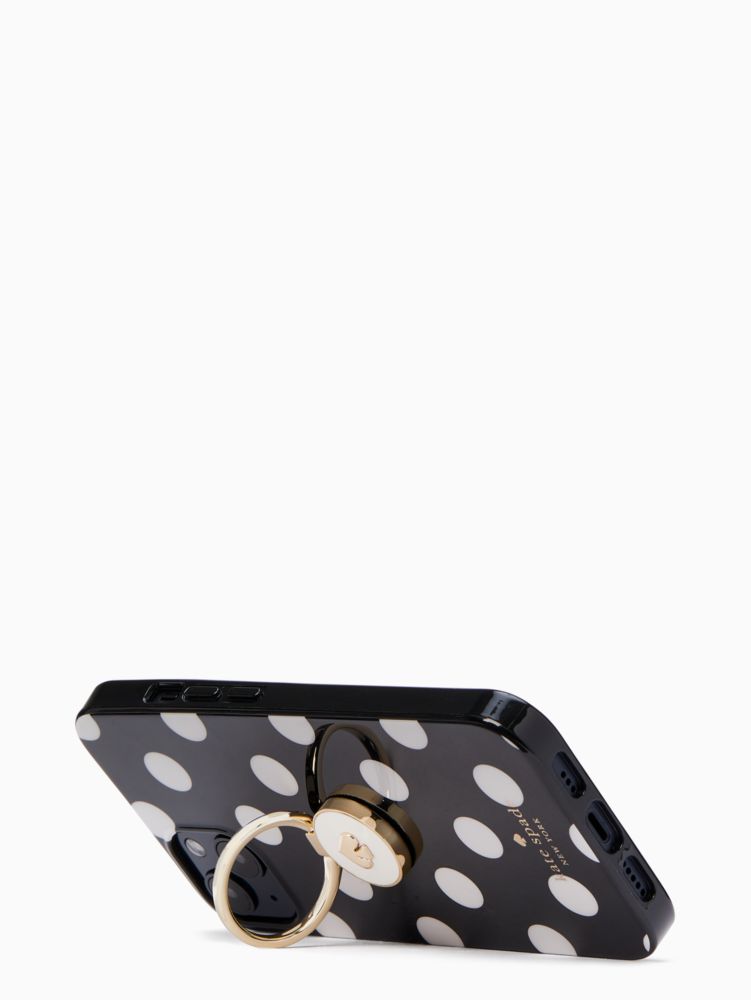 Kate Spade,ring and dot resin iphone 13 case,Black Multi