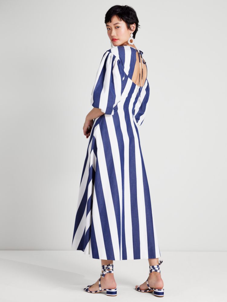 Kate Spade,Awning Stripe Tie-back Maxi Dress,