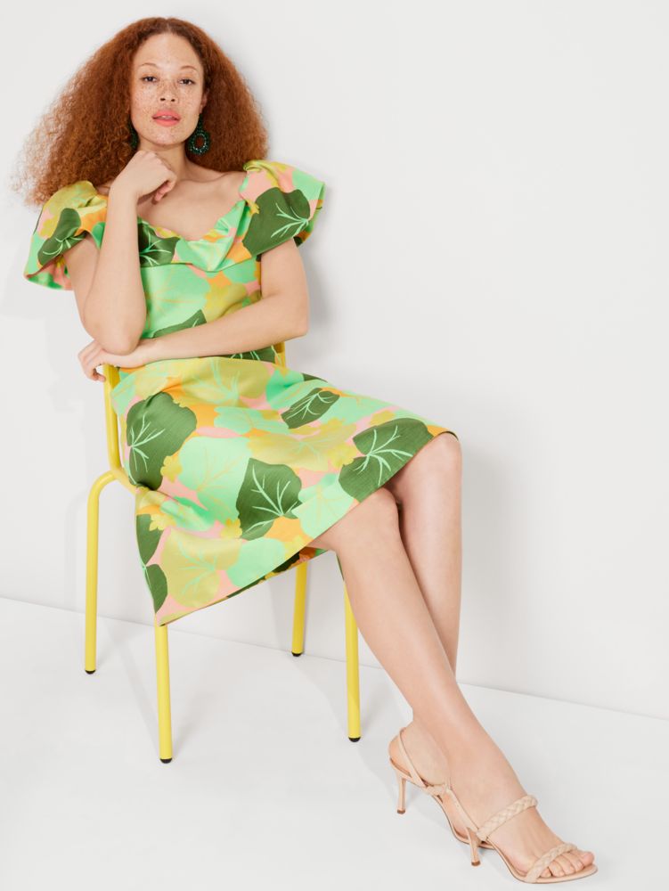 Cucumber Floral Flounce Dress