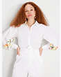 Kate Spade,Embroidered Gathered Sleeve Shirt,Fresh White