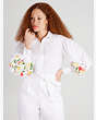 Kate Spade,Embroidered Gathered Sleeve Shirt,Fresh White