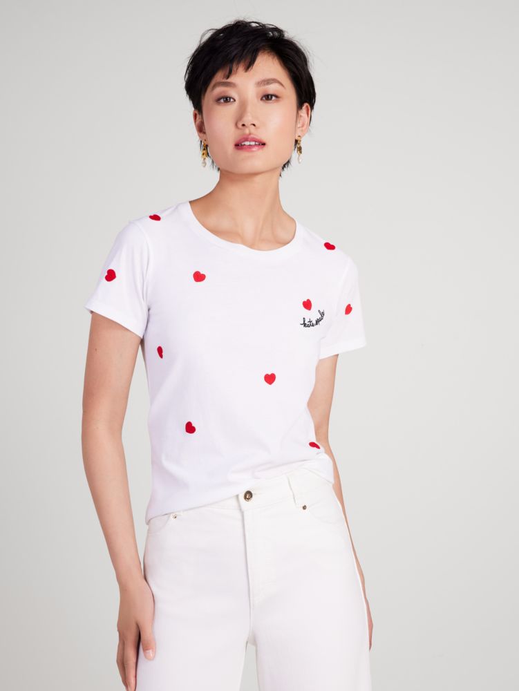 Kate Spade,Embroidered Hearts Tee,