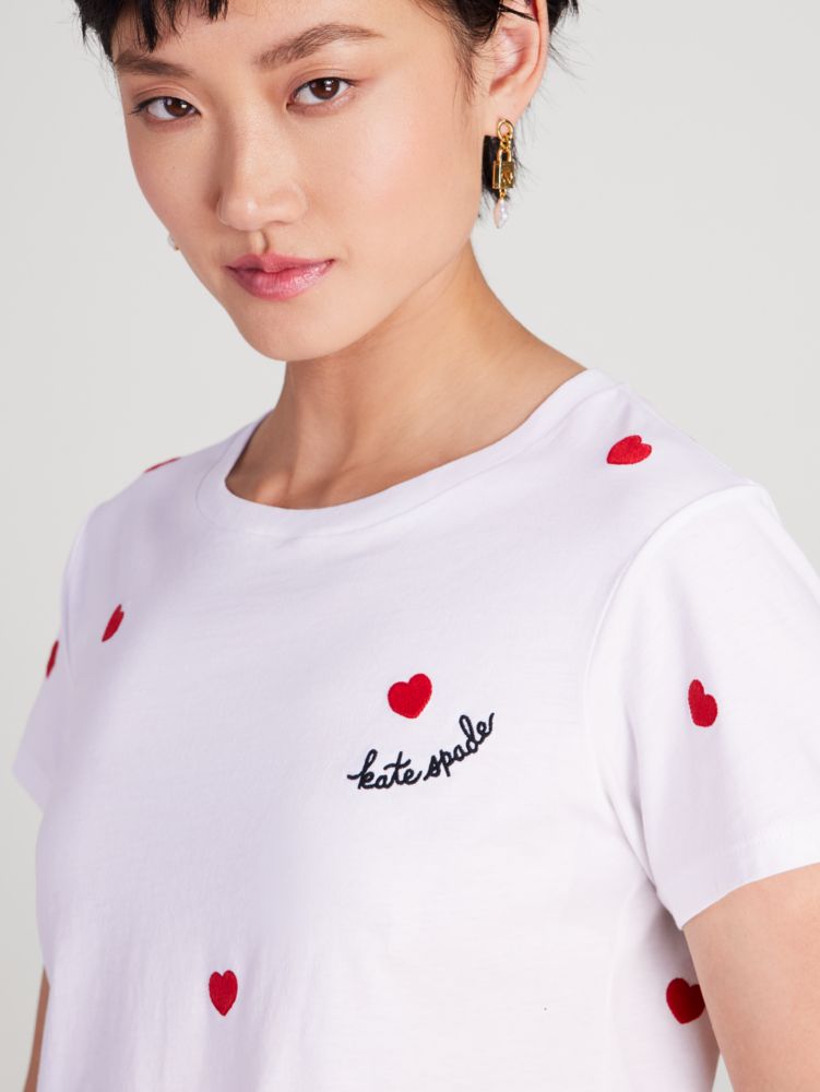 Kate Spade,Embroidered Hearts Tee,