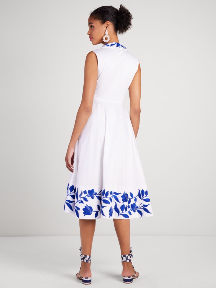 Kate Spade,Embroidered Zigzag Floral Midi Dress,