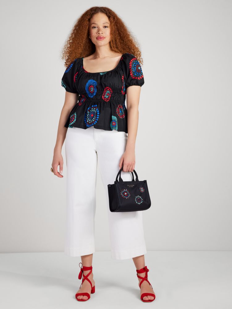 Kate Spade,Firework Floral Riviera Top,Black Multi