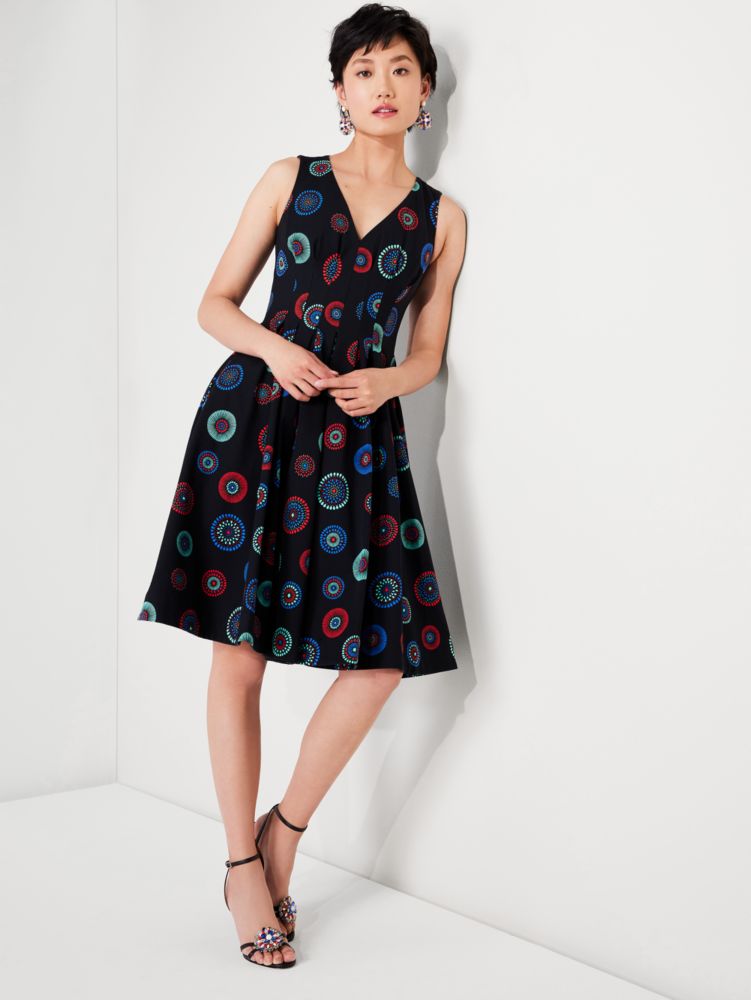 Kate Spade,Firework Floral Amelia Dress,Cocktail,Black Multi