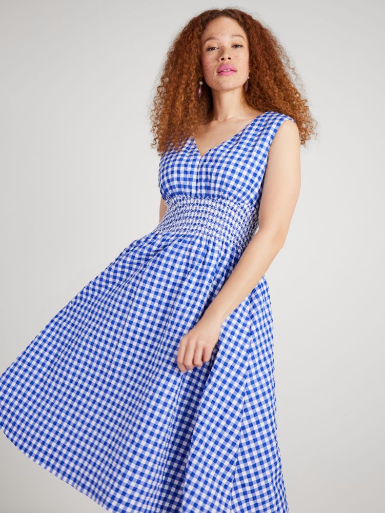 Kleid Mit Vichymuster, Gesmokt, , Product