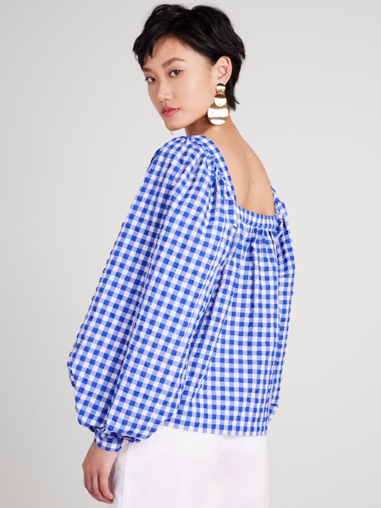 Kate Spade,Gingham Square-neck Top,