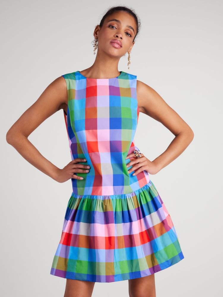 Kate Spade,Madras Taffeta Shift Dress,