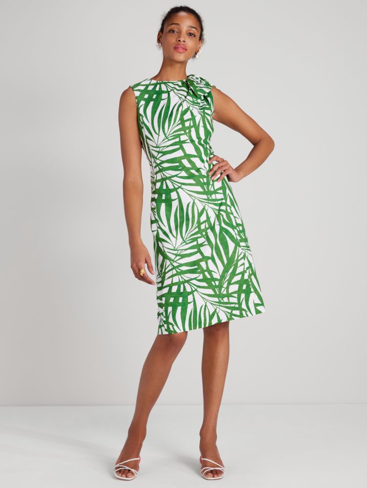 Kate Spade,Palm Fronds Knot Shoulder Dress,