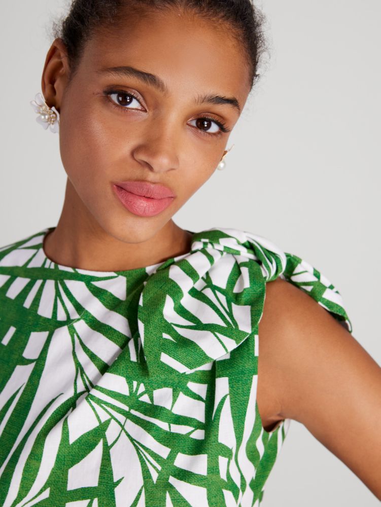 Kate Spade,Palm Fronds Knot Shoulder Dress,