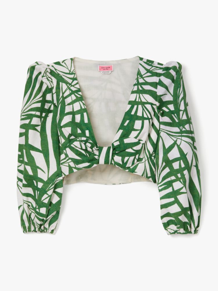 Kate Spade,Palm Fronds Bow-front Crop Top,