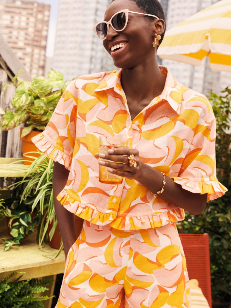 Kate Spade,Peaches Ruffle Shorts,