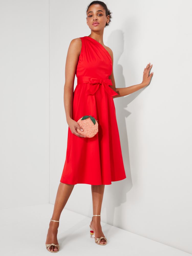 Kate Spade,Poplin Belted Sabrina Dress,Day,Flame Scarlet