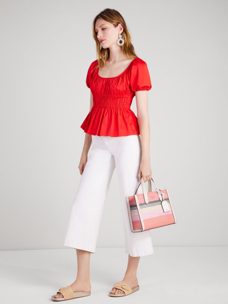 Kate Spade,Poplin Riviera Top,Flame Scarlet