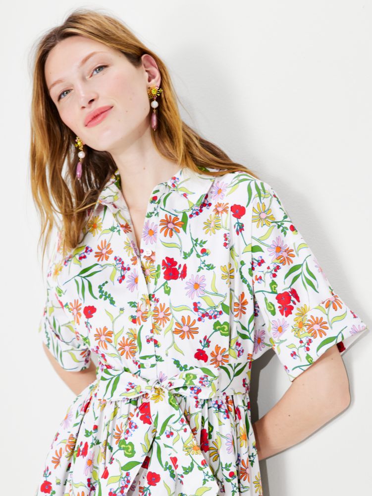 Kate Spade,Rooftop Garden Floral Montauk Dress,Fresh White Multi