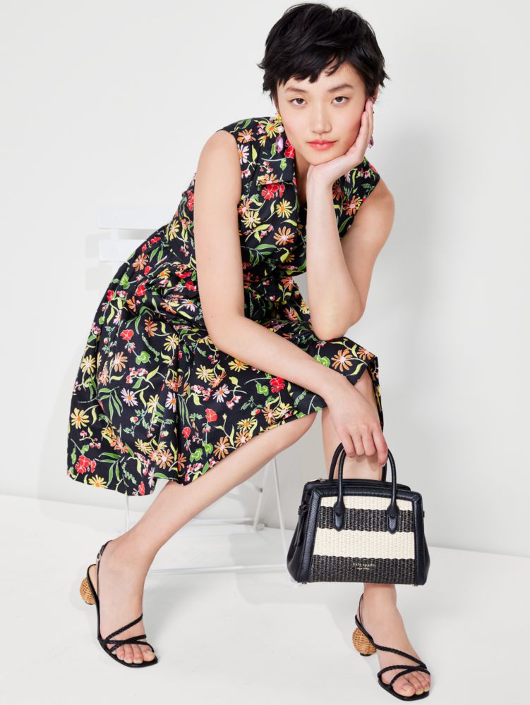 Black Multi Rooftop Garden Floral Marina Dress