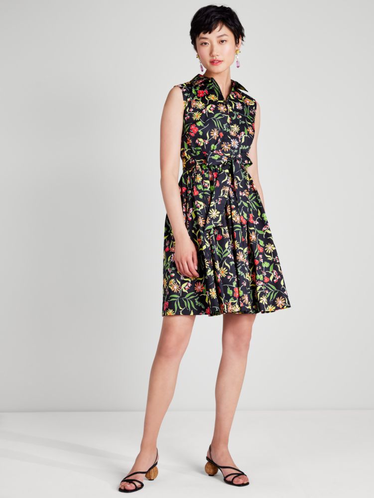 Kate Spade,Rooftop Garden Floral Marina Dress,Black Multi