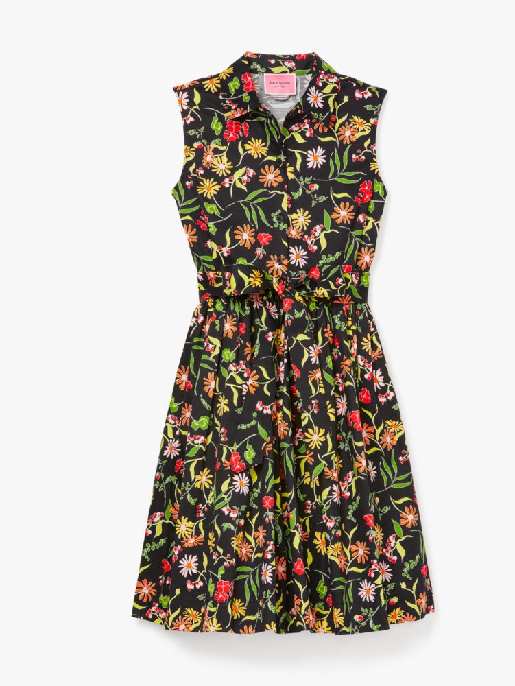 Black Multi Rooftop Garden Floral Marina Dress