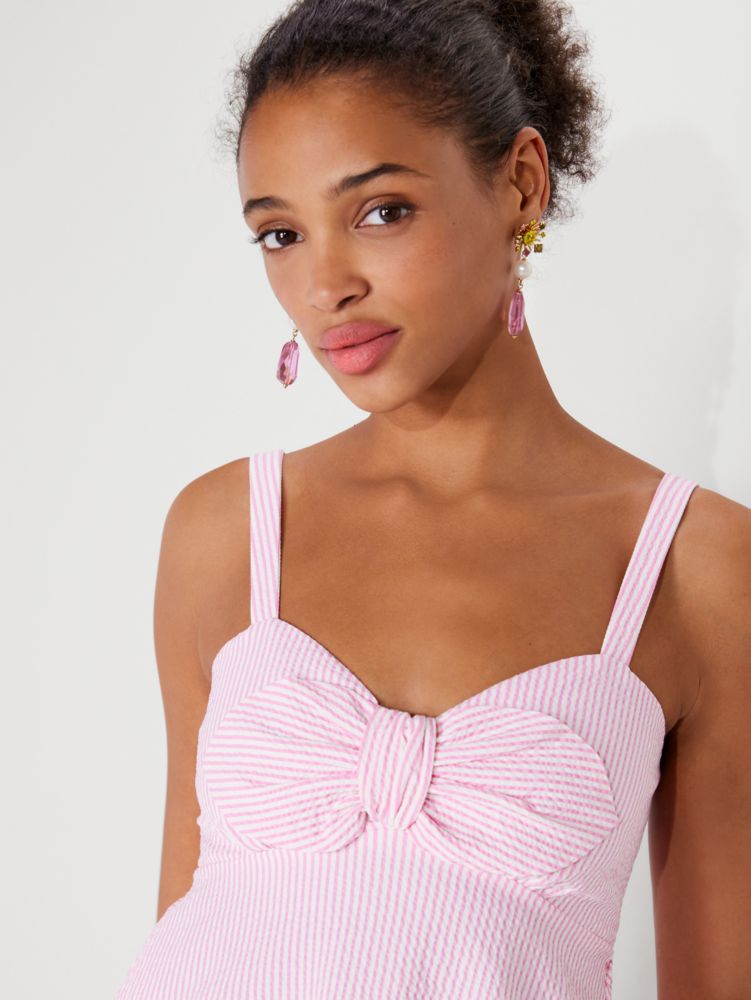 Kate Spade,Seersucker Stripe Bow Top,Pink Flash