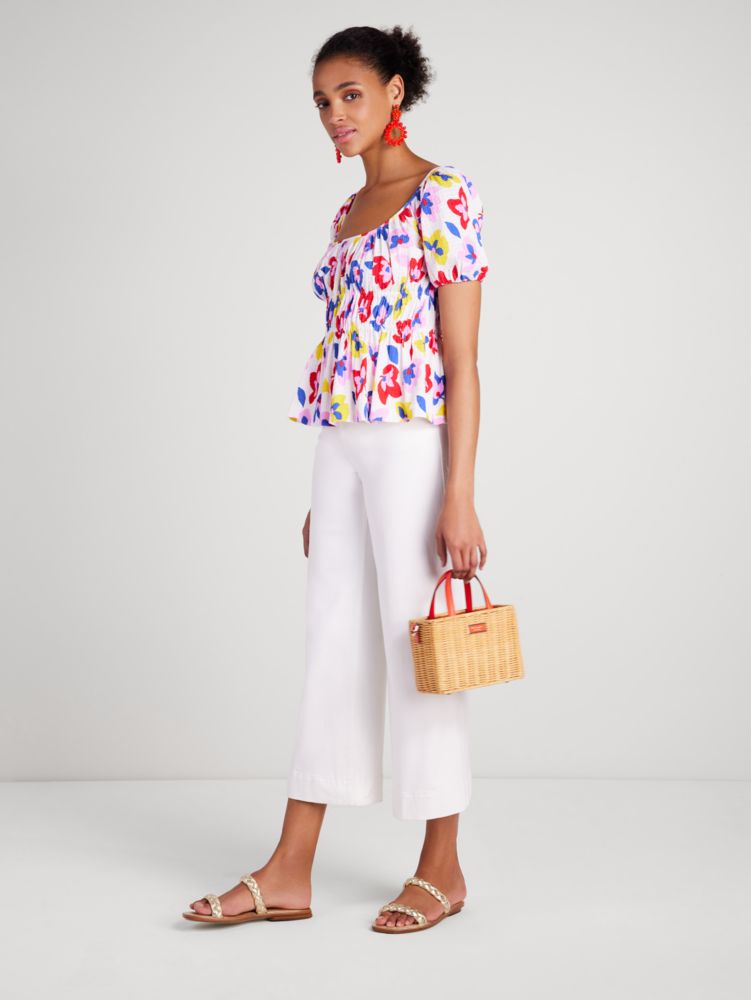 Kate Spade,Summer Flowers Riviera Top,Cream Multi