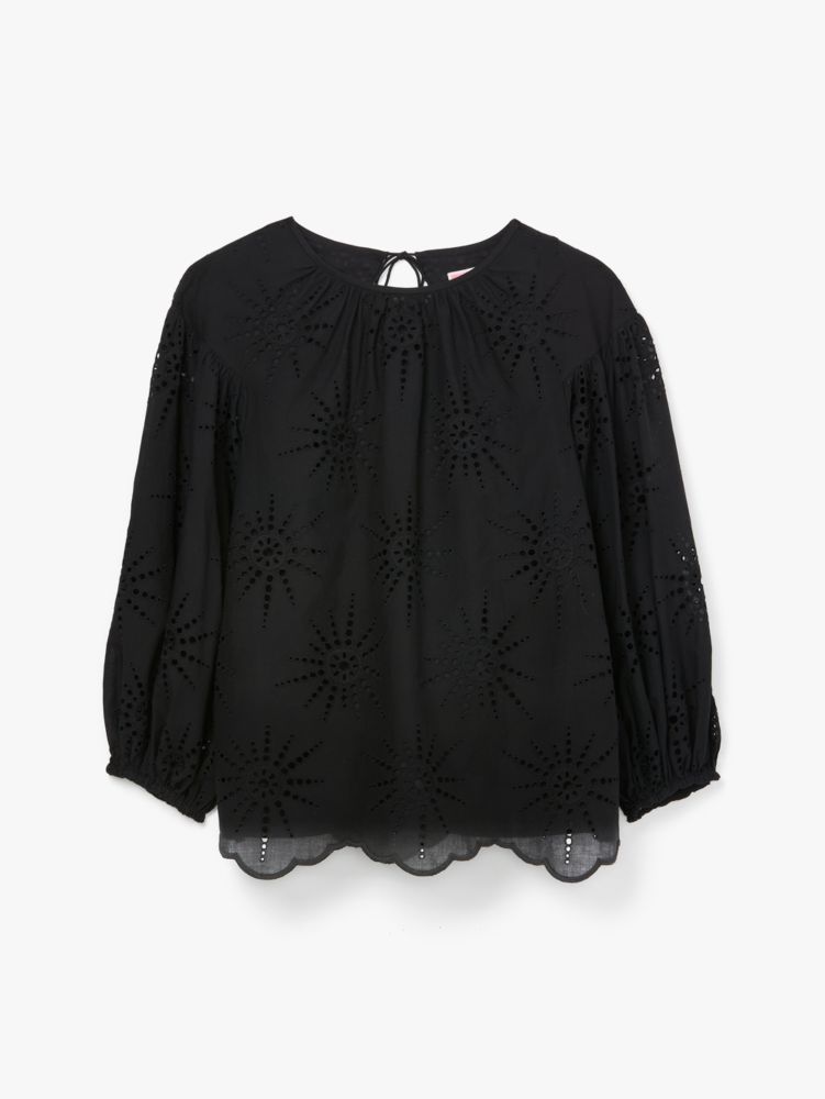 Kate Shirt - Black Eyelet Stars