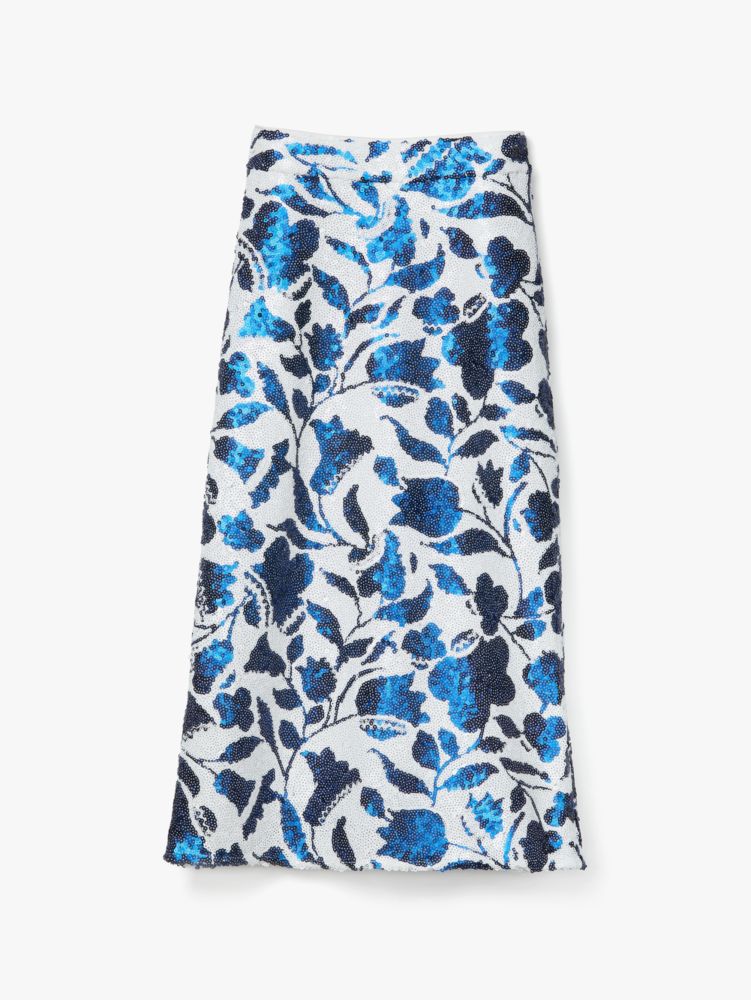 Kate Spade,Zigzag Floral Sequin Skirt,