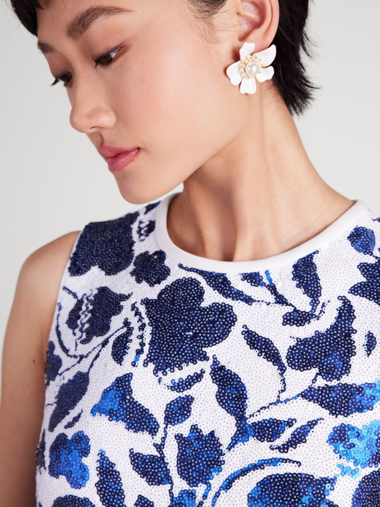 Zigzag Floral Sequin Top, , Product