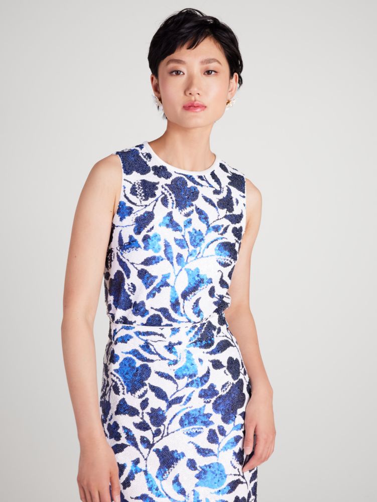 Kate Spade,Zigzag Floral Sequin Top,