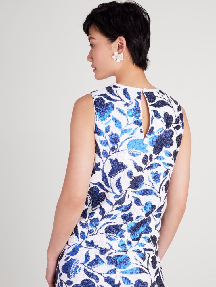 Kate Spade,Zigzag Floral Sequin Top,