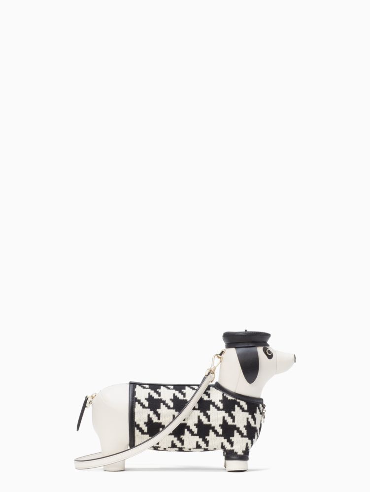 Kate Spade Dachshund Houndstooth Claude Fetch Wristlet Bag Clutch Purse