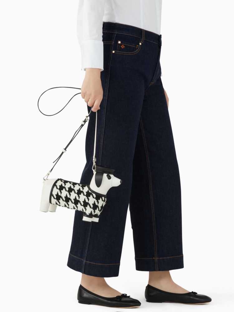 Kate Spade Claude Dachshund Houndstooth Dog Crossbody