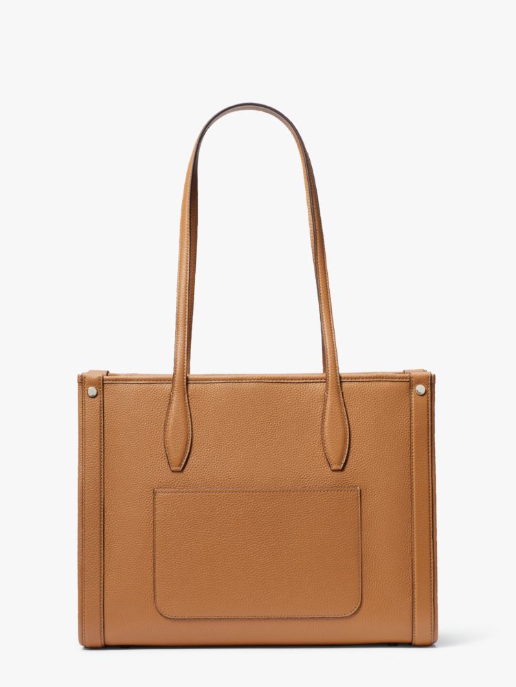 Kate Spade RETAIL Pebbled Leather Knott Medium Crossbody tote Romaine +  dimensions + modshots 