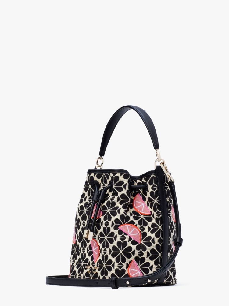Spade Flower Jacquard Grapefruits Sinch Medium Bucket Bag