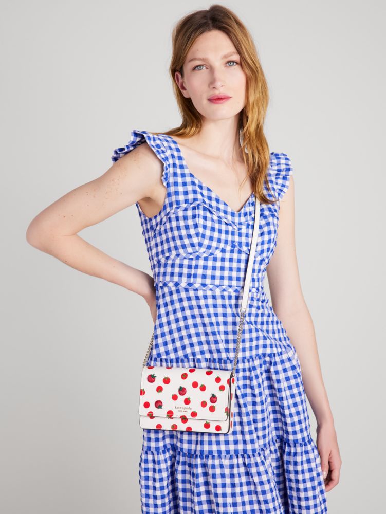 Kate Spade,Spencer Tomato Dot Embellished Flap Chain Wallet,crossbody bags,Small,