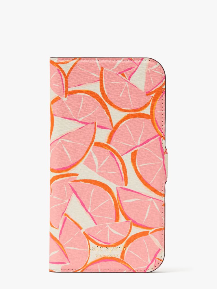 Kate Spade,Spencer Grapefruit iPhone 13 Pro Max Magnetic Wrap Folio Case,Pink Multi