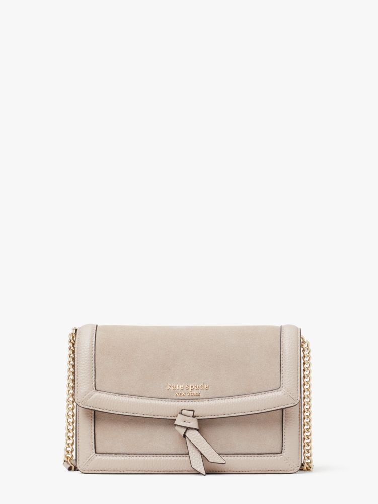 Knott Colorblocked Pebbled Leather & Suede Flap Crossbody