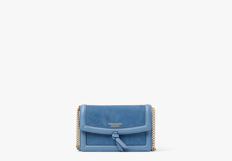 Kate Spade,Knott Leather & Suede Flap Crossbody,crossbody bags,Small,Manta Blue image number 0