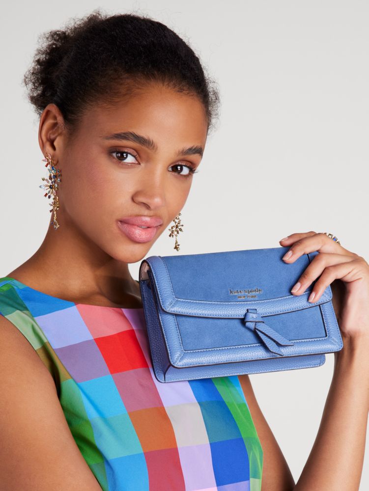 Kate Spade,Knott Leather & Suede Flap Crossbody,
