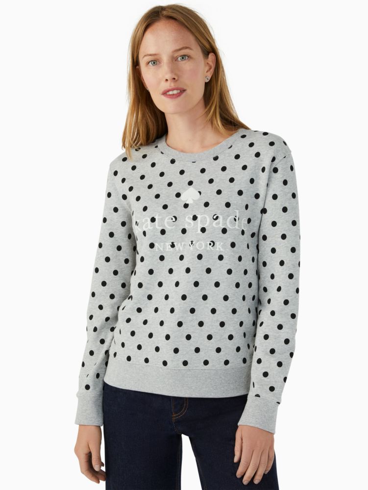 Kate Spade,eastern dot logo sweatshirt,cotton,60%,Grey Melange