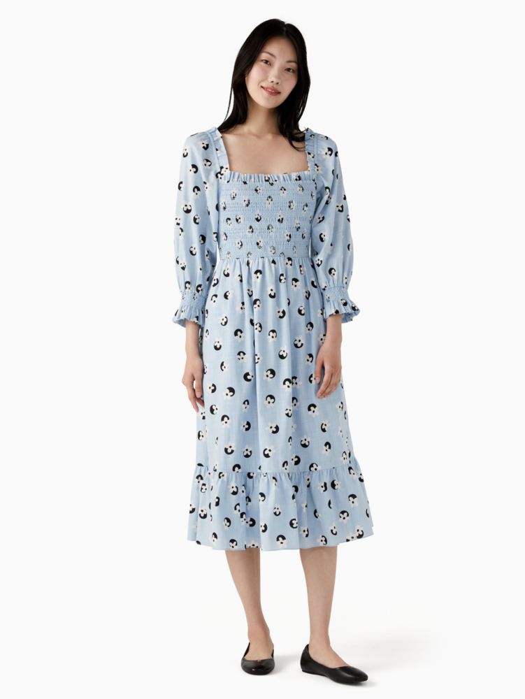 Floral Dot Smocked Midi Dress | Kate Spade Outlet