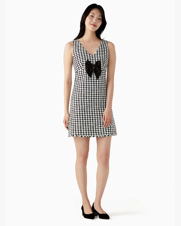 Houndstooth Tweed Bow Dress