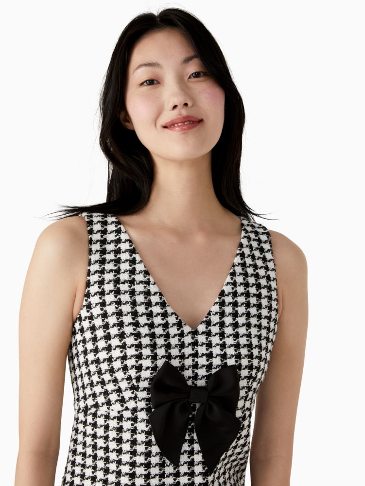 Houndstooth Tweed Bow Dress