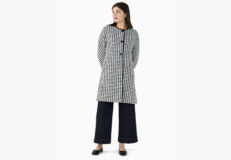 Kate Spade,houndstooth tweed coat,Polyester,60%,Black Multi image number 0