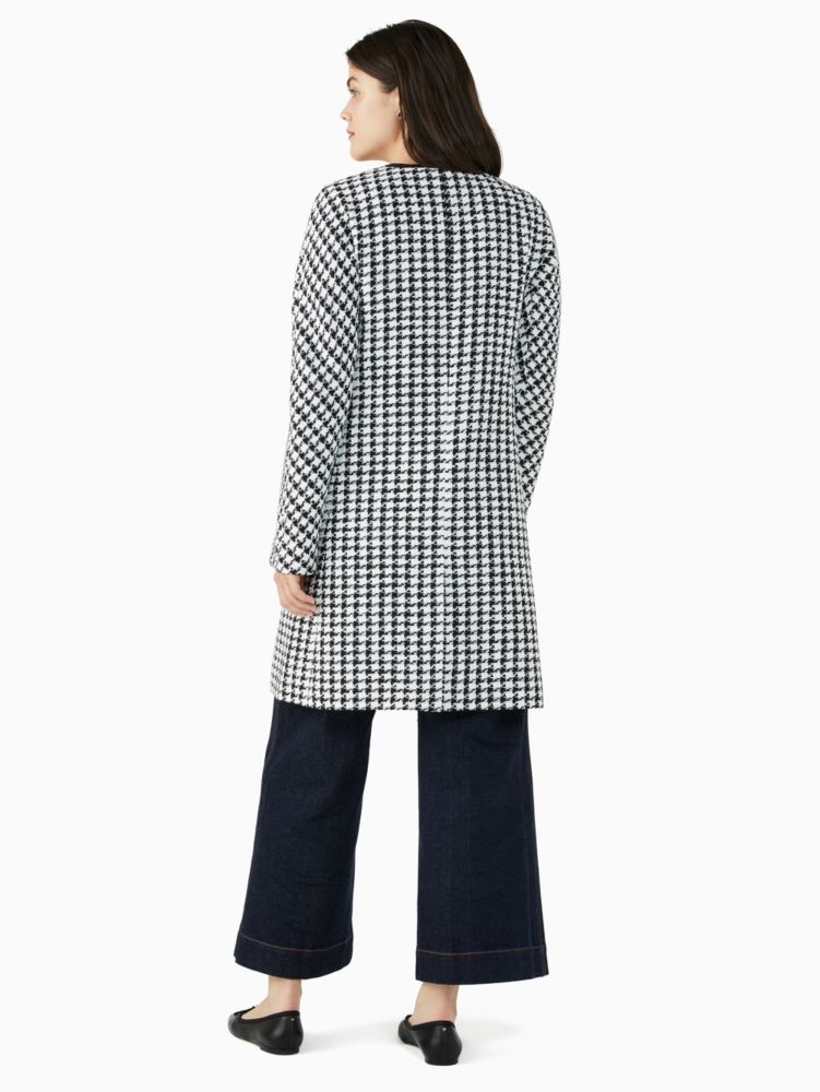 Kate Spade,houndstooth tweed coat,Polyester,60%,Black Multi