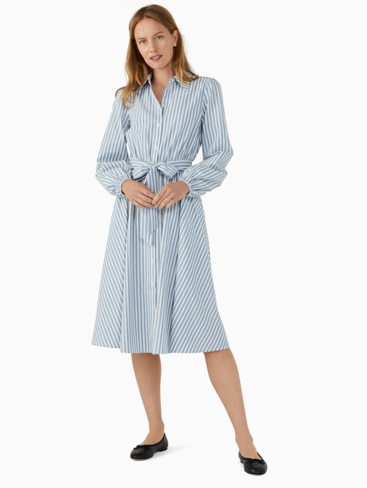Kate Spade,lounge stripe shirtdress,cotton,60%,Dusty Blue