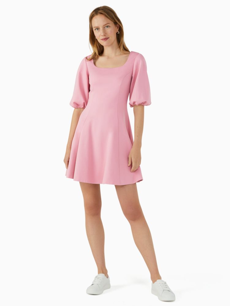 Kate Spade,ponte puff-sleeve dress,Viscose,60%,Dark Pink Sugar